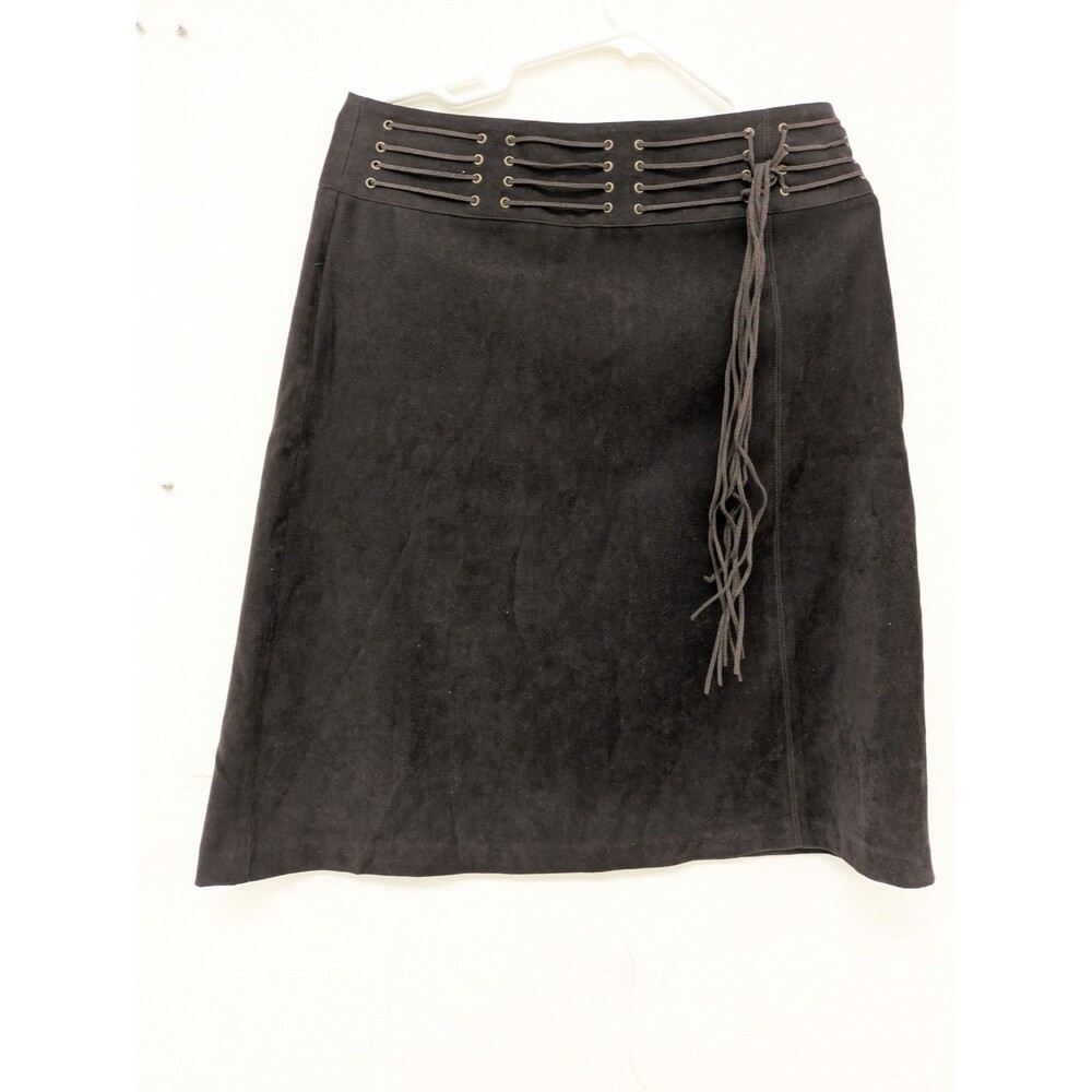 Exact Change Women's Size 9 Brown Pencil Midi Skirt Zip Tassel Pre-owned